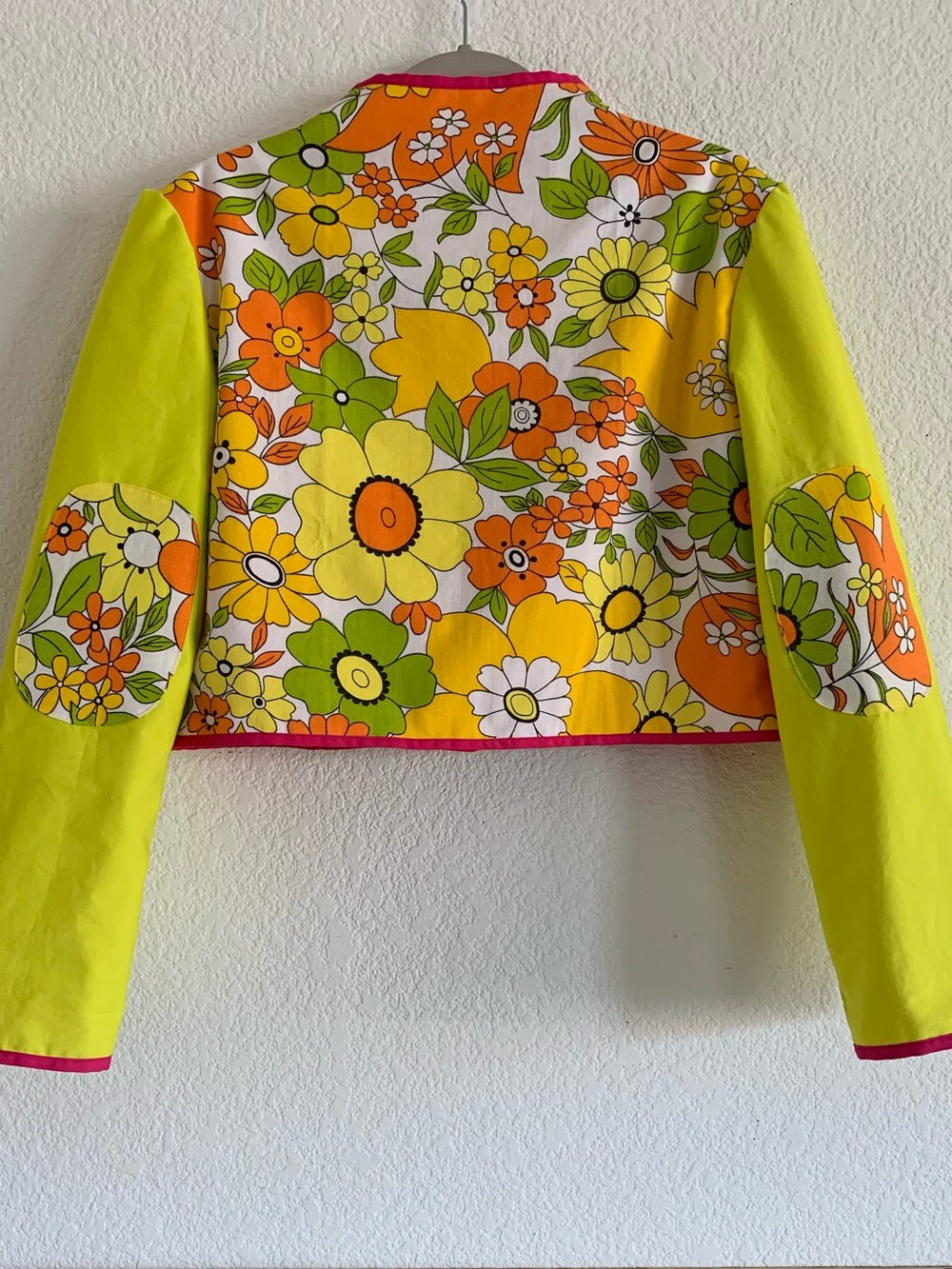 Floral Cropped Accent Jacket in Yellow & Orange - Picture 6 of 6